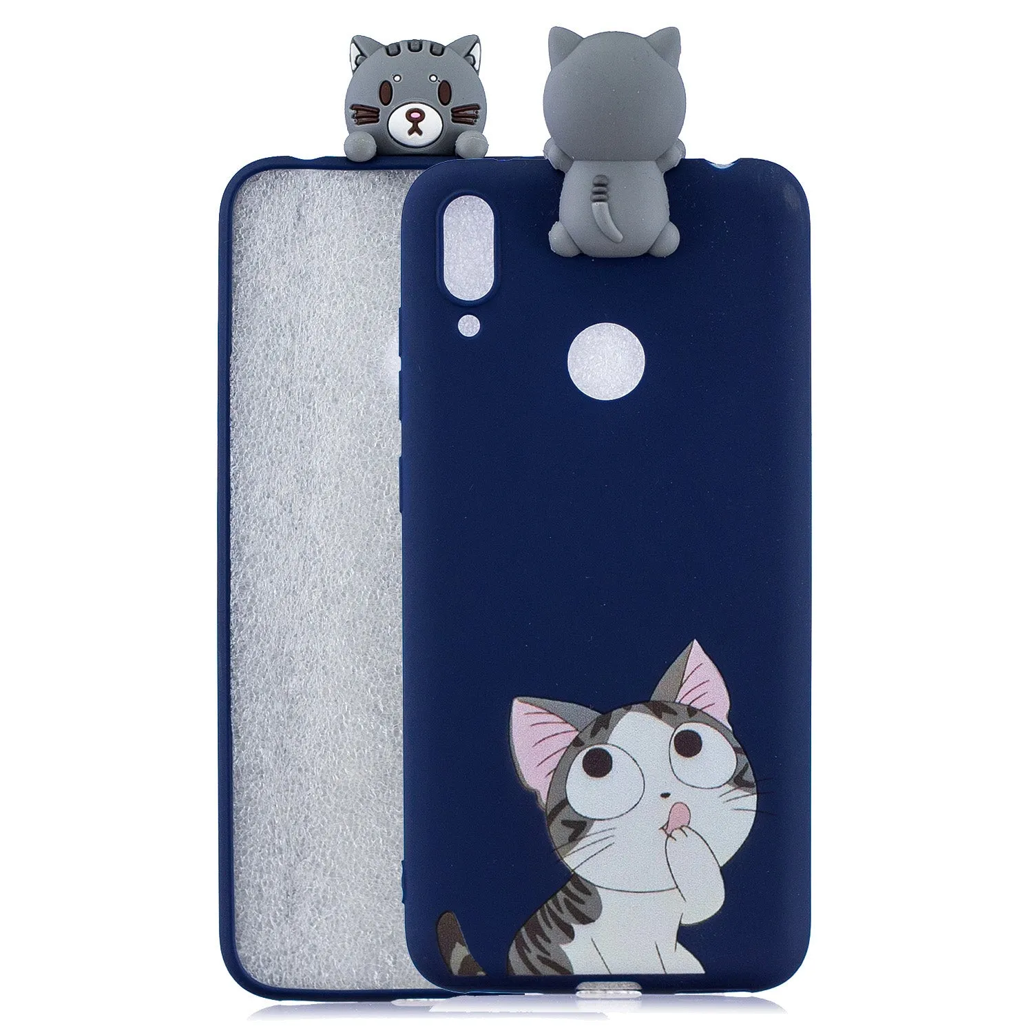 For Huawei Y7 2019 3D Cartoon Lovely Coloured Painted Soft TPU Back Cover Non-slip Shockproof Full Protective Case Smiley panda