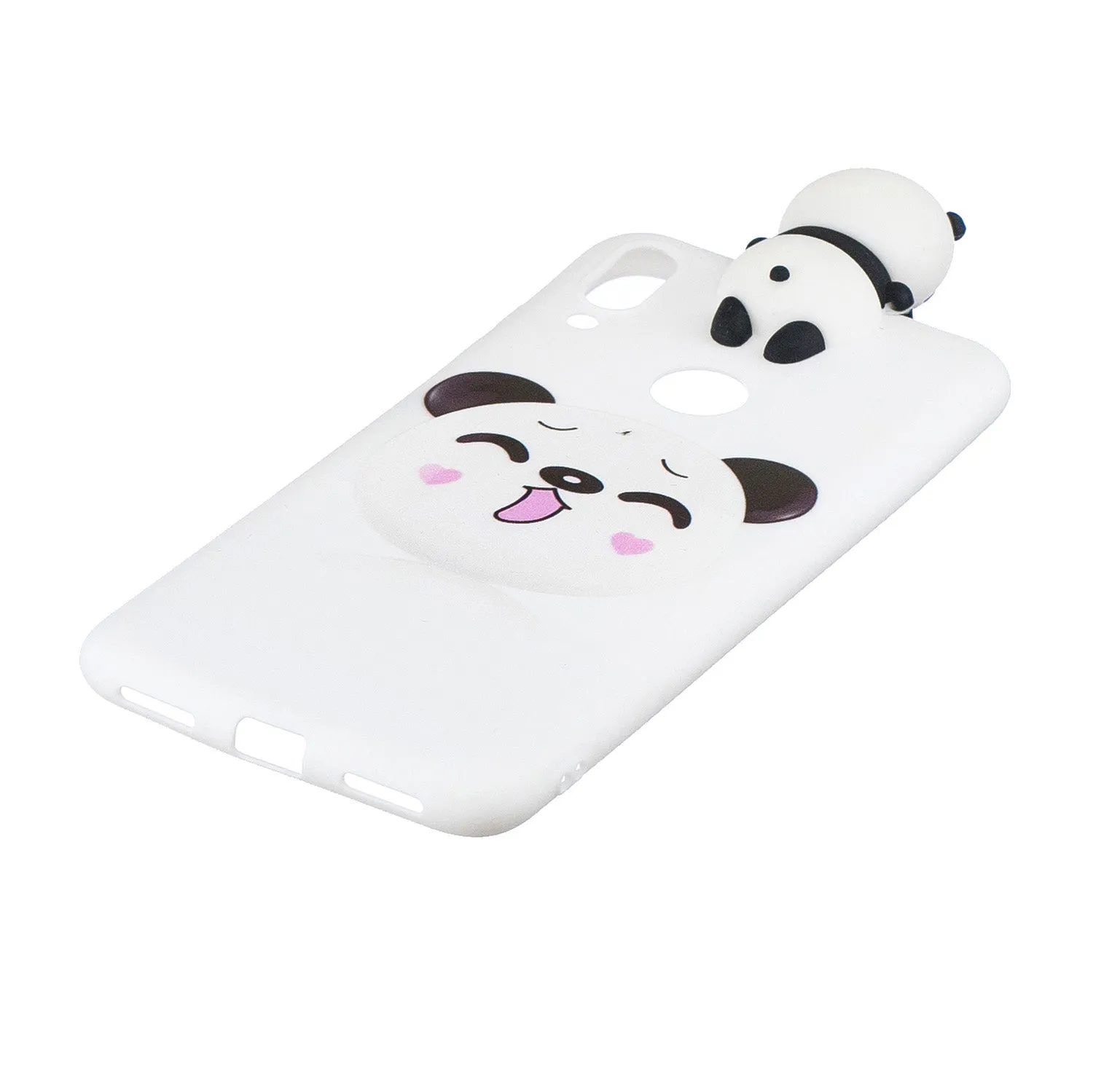 For Huawei Y7 2019 3D Cartoon Lovely Coloured Painted Soft TPU Back Cover Non-slip Shockproof Full Protective Case Smiley panda