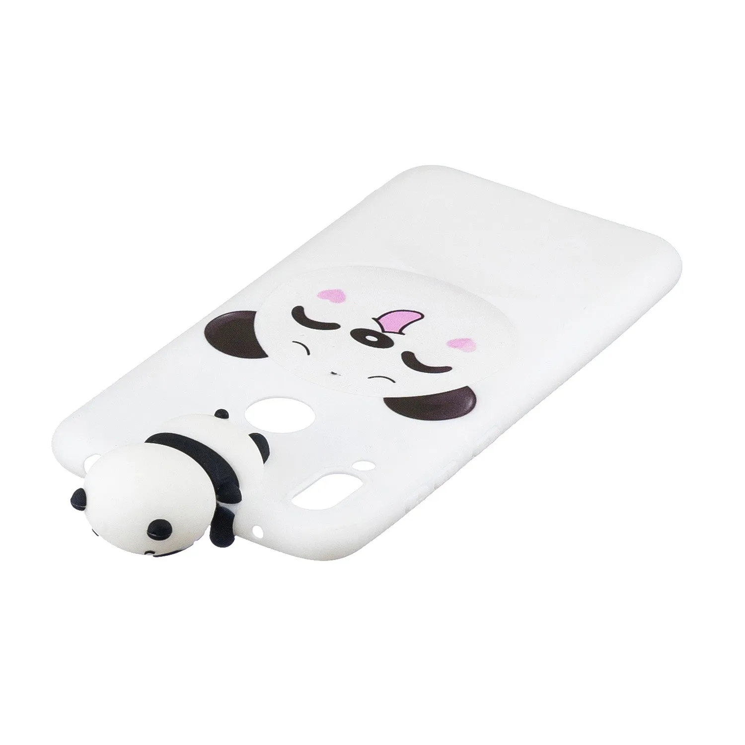 For Huawei Y7 2019 3D Cartoon Lovely Coloured Painted Soft TPU Back Cover Non-slip Shockproof Full Protective Case Smiley panda
