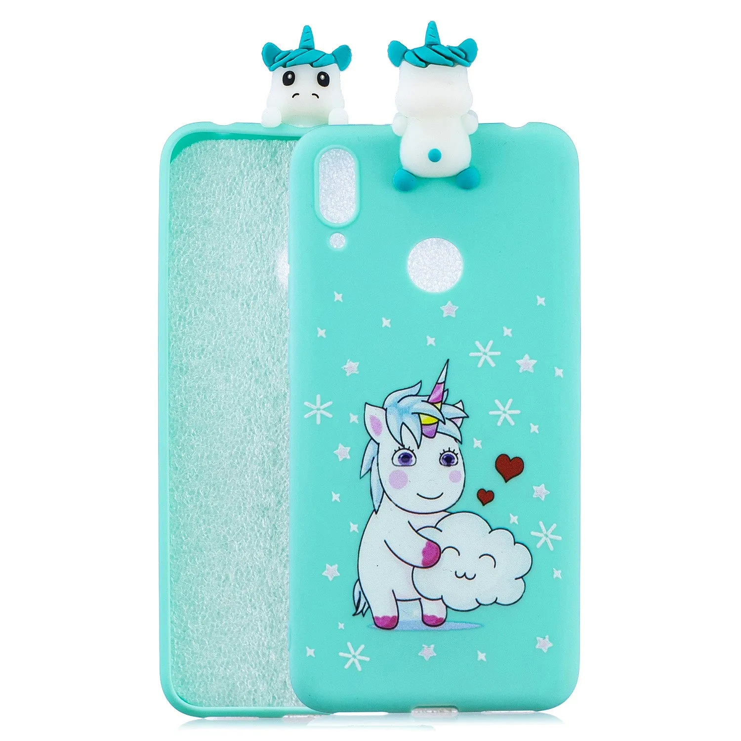 For Huawei Y7 2019 3D Cartoon Lovely Coloured Painted Soft TPU Back Cover Non-slip Shockproof Full Protective Case Smiley panda