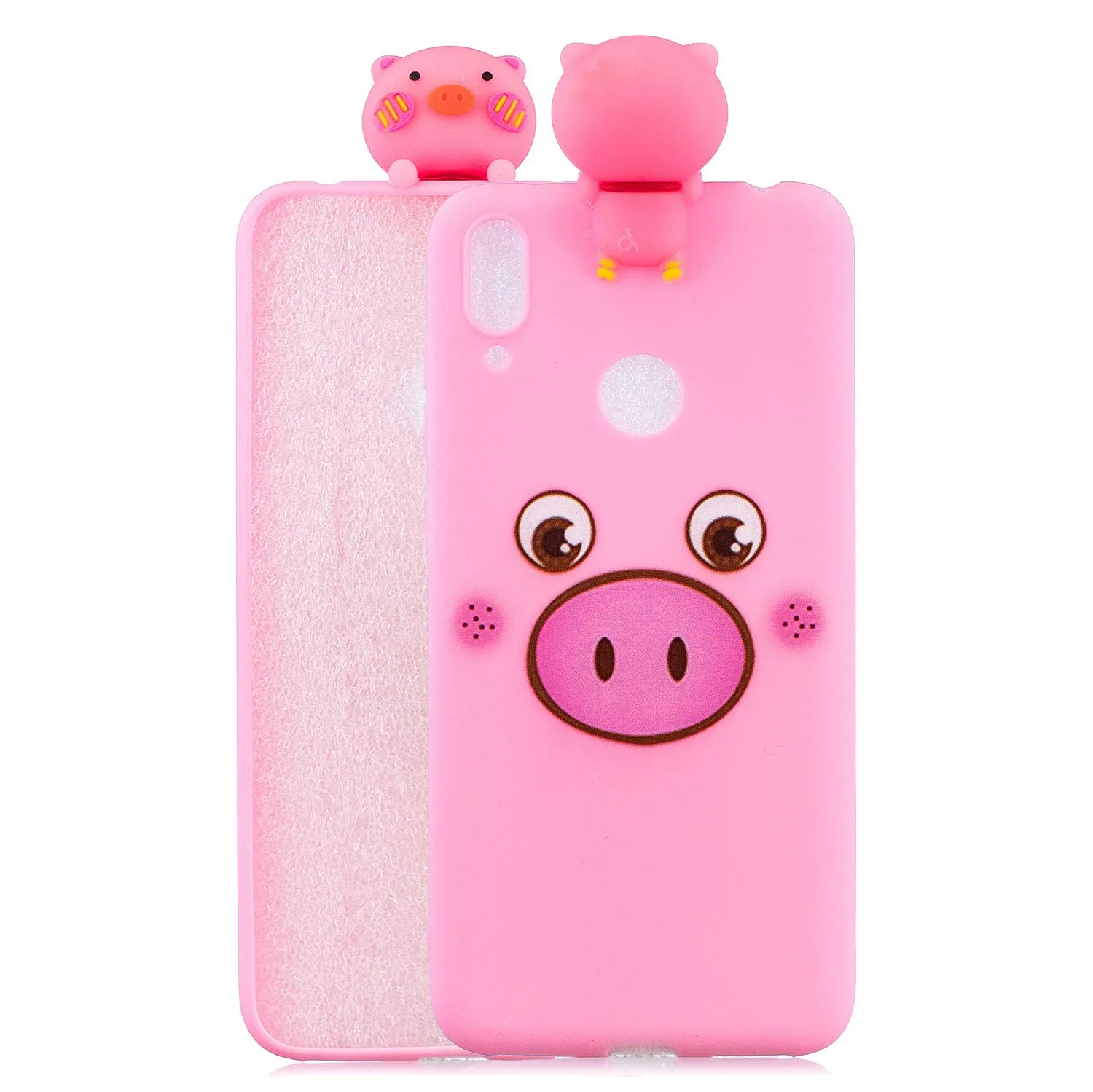 For Huawei Y7 2019 3D Cartoon Lovely Coloured Painted Soft TPU Back Cover Non-slip Shockproof Full Protective Case Smiley panda