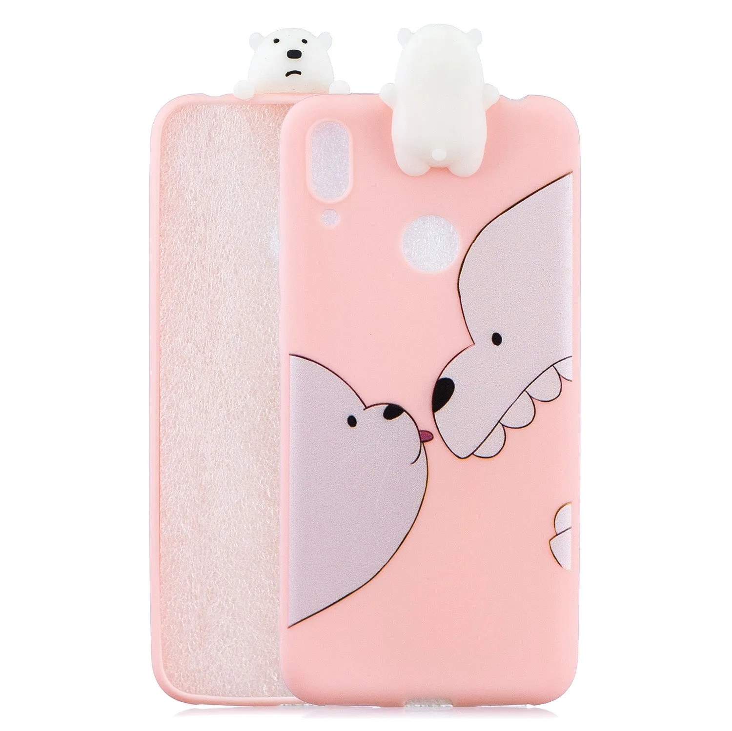For Huawei Y7 2019 3D Cartoon Lovely Coloured Painted Soft TPU Back Cover Non-slip Shockproof Full Protective Case Smiley panda