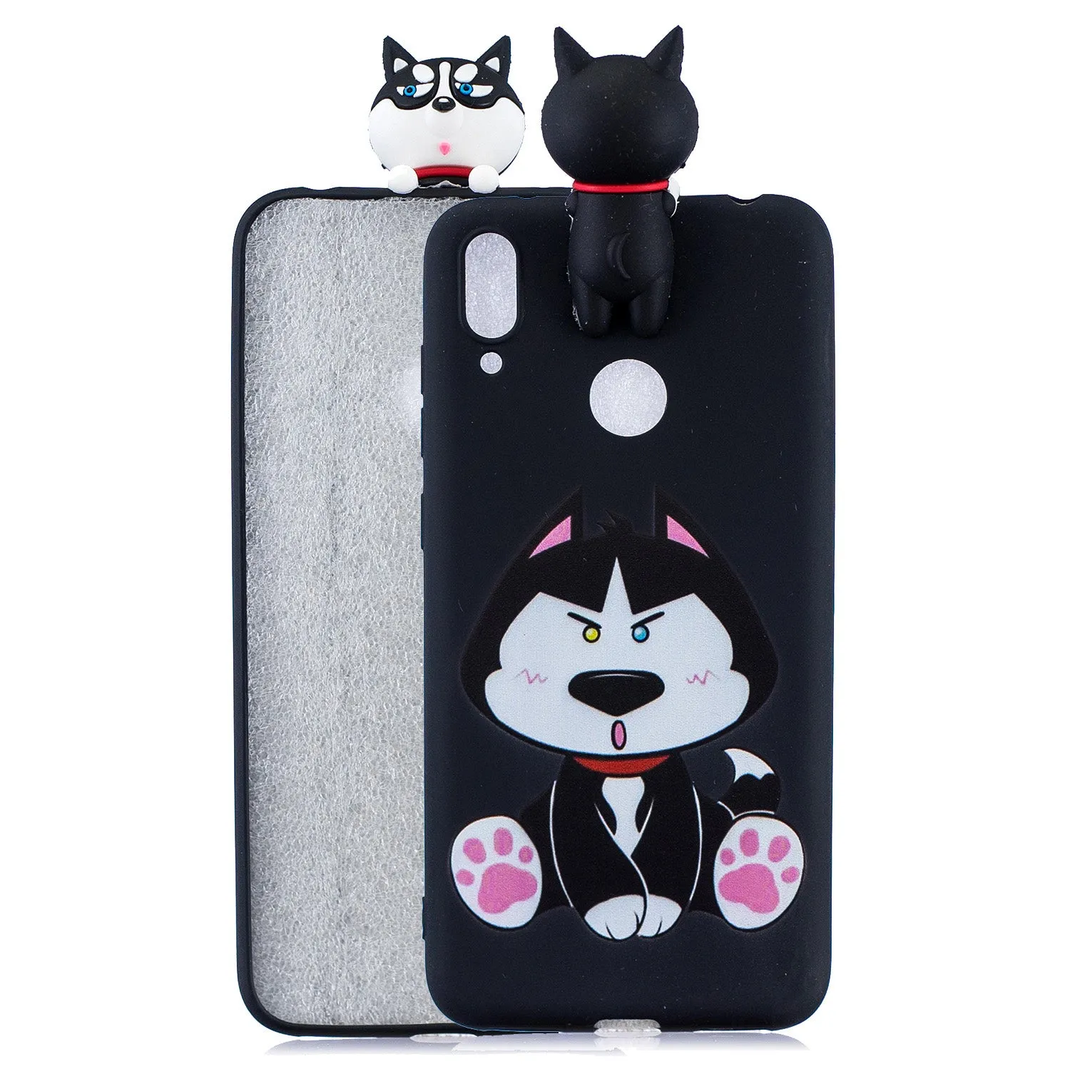 For Huawei Y7 2019 3D Cartoon Lovely Coloured Painted Soft TPU Back Cover Non-slip Shockproof Full Protective Case Smiley panda