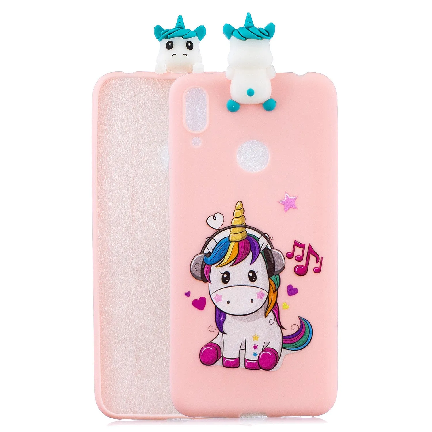 For Huawei Y7 2019 3D Cartoon Lovely Coloured Painted Soft TPU Back Cover Non-slip Shockproof Full Protective Case Smiley panda