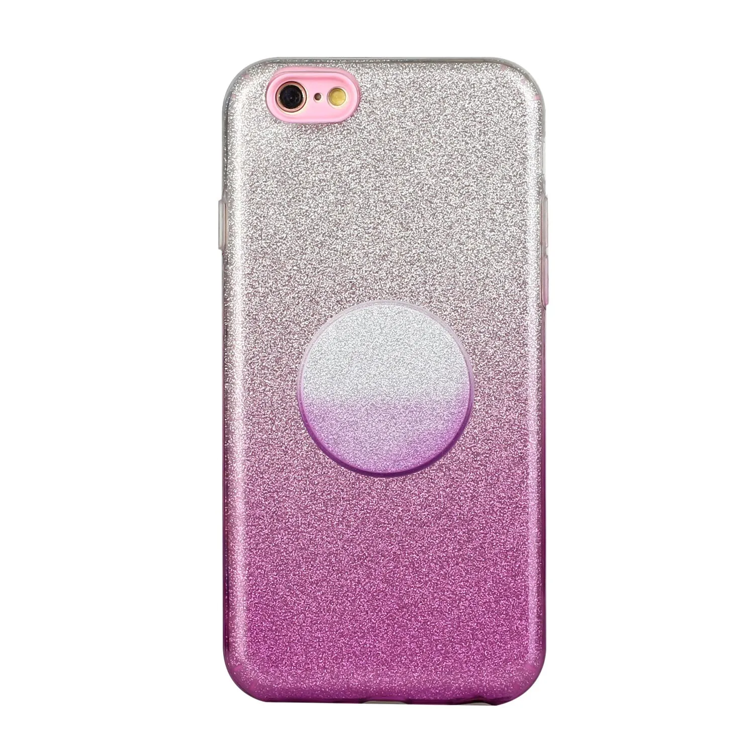 For iphone 6/6S/6 plus/6S plus/7/8/SE 2020 Phone Case Gradient Color Glitter Powder Phone Cover with Airbag Bracket black
