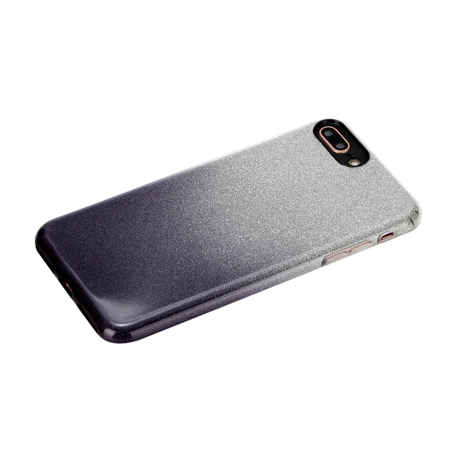 For iphone 6/6S/6 plus/6S plus/7/8/SE 2020 Phone Case Gradient Color Glitter Powder Phone Cover with Airbag Bracket black