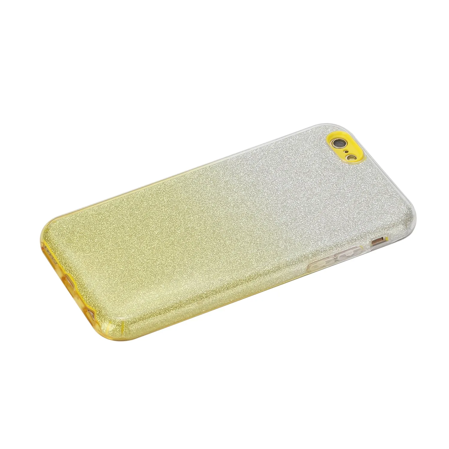 For iphone 6/6S/6 plus/6S plus/7/8/SE 2020 Phone Case Gradient Color Glitter Powder Phone Cover with Airbag Bracket yellow
