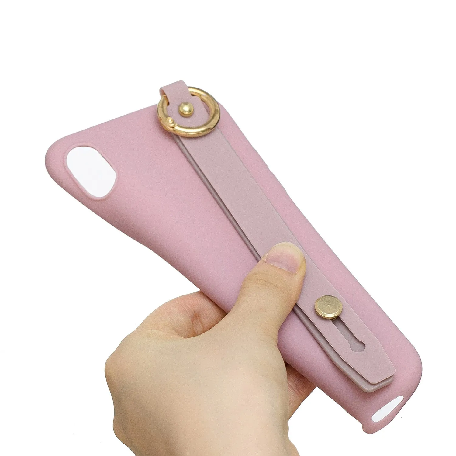For OPPO F11 pro Simple Solid Color Chic Wrist Rope Bracket Matte TPU Anti-scratch Non-slip Protective Cover Back Case 11 Lotus pink