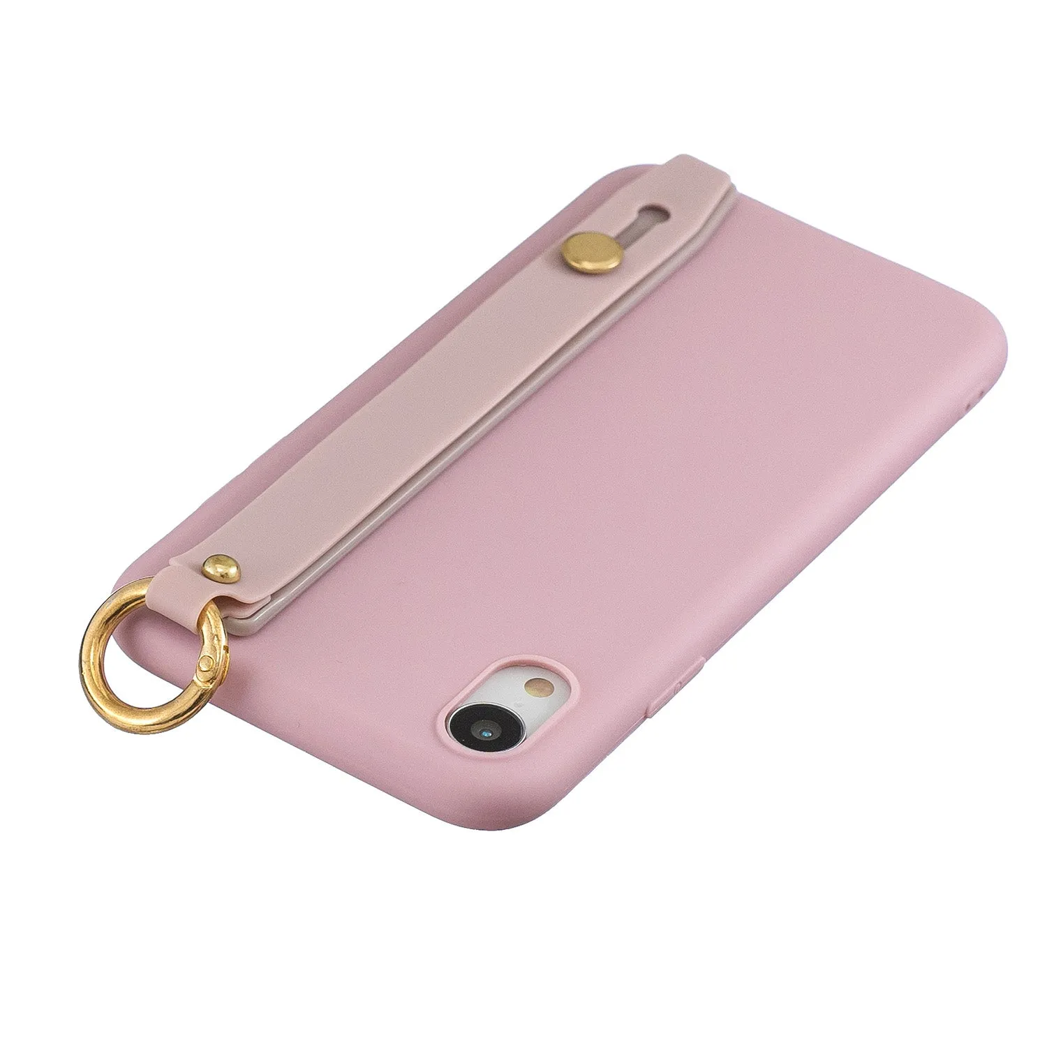 For OPPO F11 pro Simple Solid Color Chic Wrist Rope Bracket Matte TPU Anti-scratch Non-slip Protective Cover Back Case 11 Lotus pink