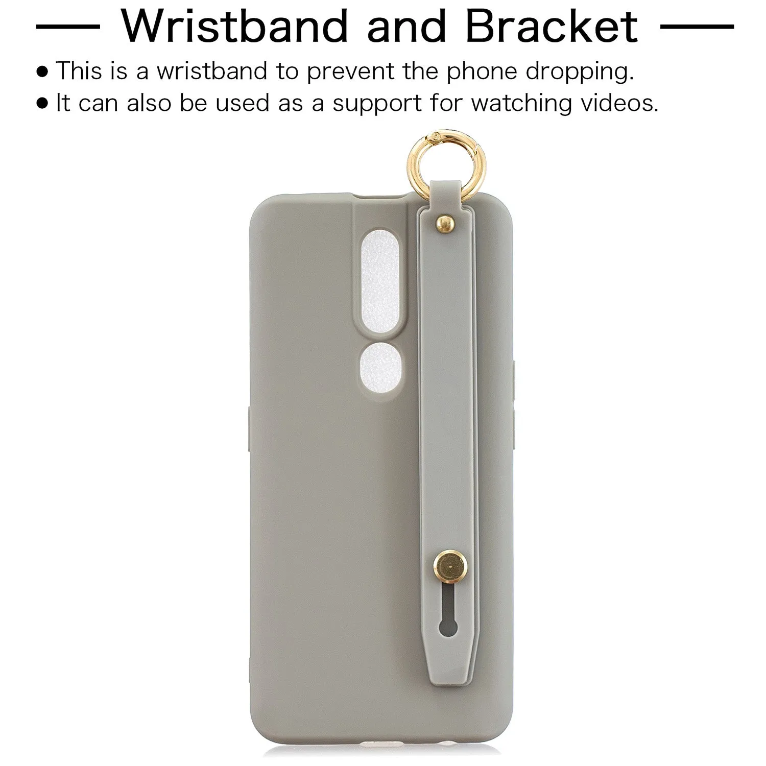 For OPPO F11 pro Simple Solid Color Chic Wrist Rope Bracket Matte TPU Anti-scratch Non-slip Protective Cover Back Case 11 Lotus pink