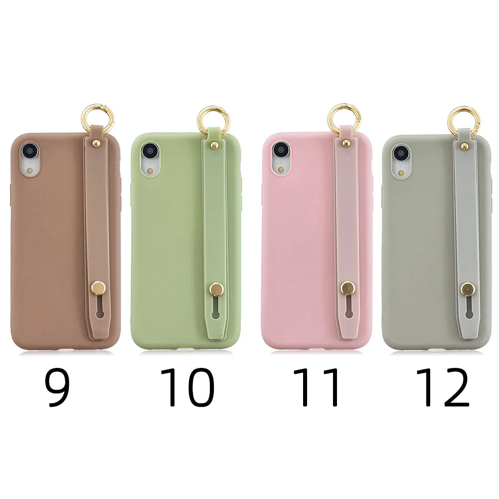 For OPPO F11 pro Simple Solid Color Chic Wrist Rope Bracket Matte TPU Anti-scratch Non-slip Protective Cover Back Case 11 Lotus pink