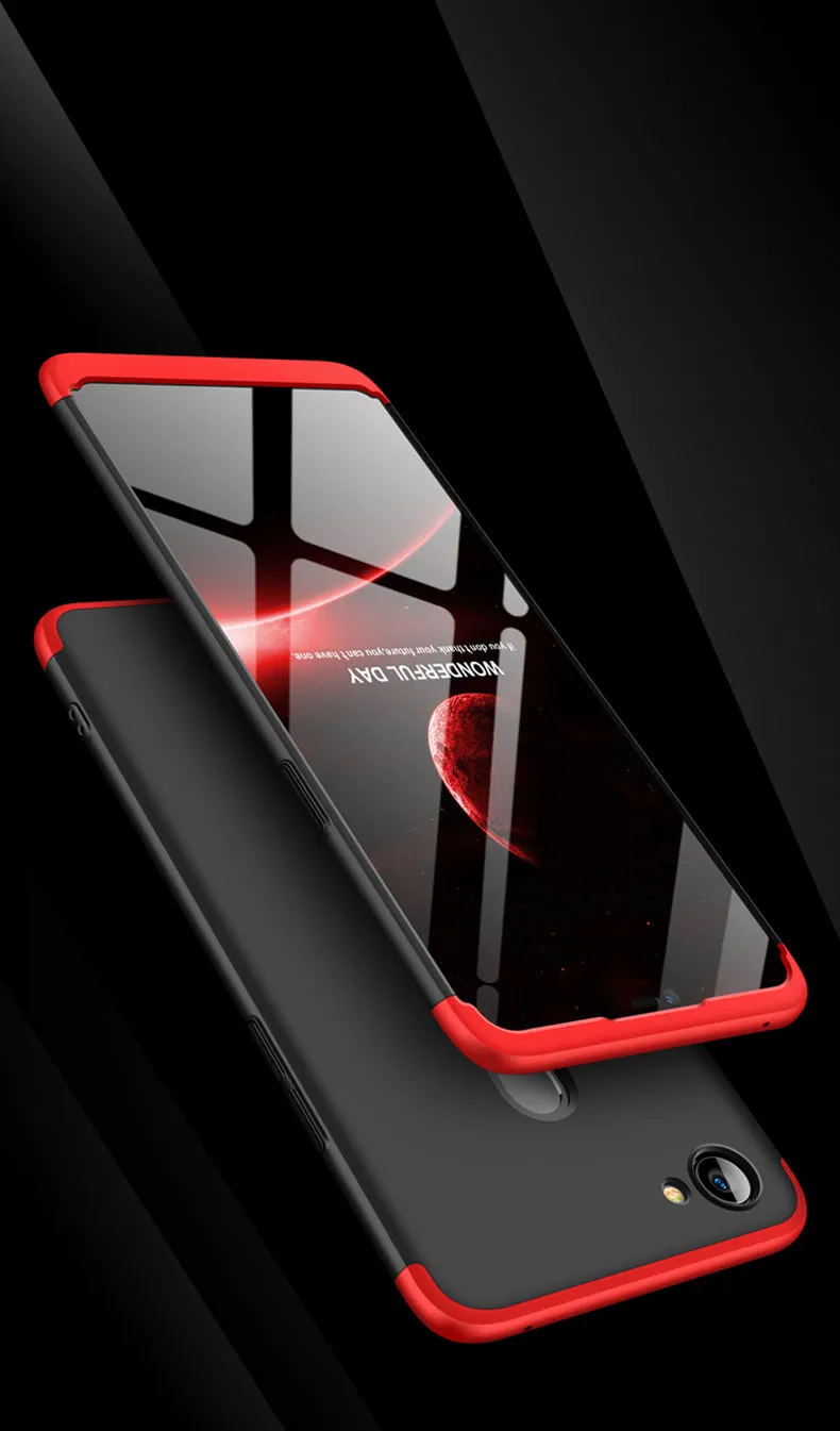 For OPPO F7 Ultra Slim PC Back Cover Non-slip Shockproof 360 Degree Full Protective Case black