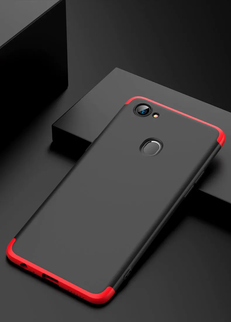 For OPPO F7 Ultra Slim PC Back Cover Non-slip Shockproof 360 Degree Full Protective Case black