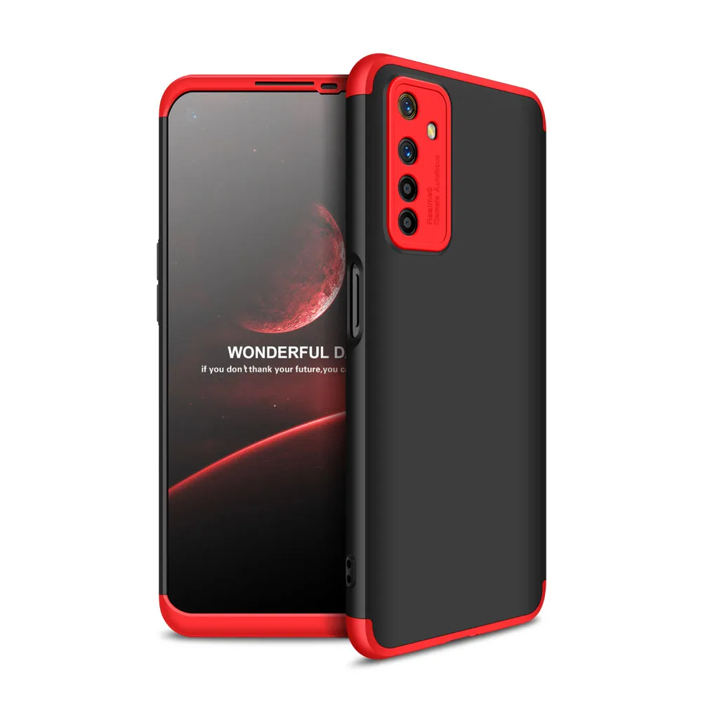 For OPPO Realme 6 Mobile Phone Cover 360 Degree Full Protection Phone Case Red black red