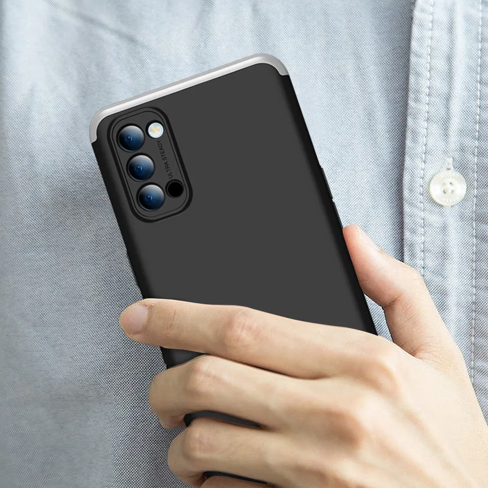 For OPPO Reno 4 /Reno 4 Pro International Edition Mobile Phone Cover 360 Degree Full Protection Phone Case Blue black blue