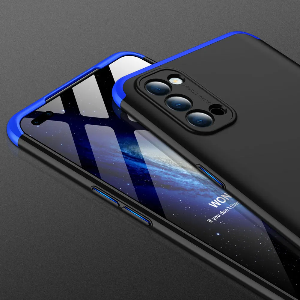 For OPPO Reno 4 /Reno 4 Pro International Edition Mobile Phone Cover 360 Degree Full Protection Phone Case Blue black blue