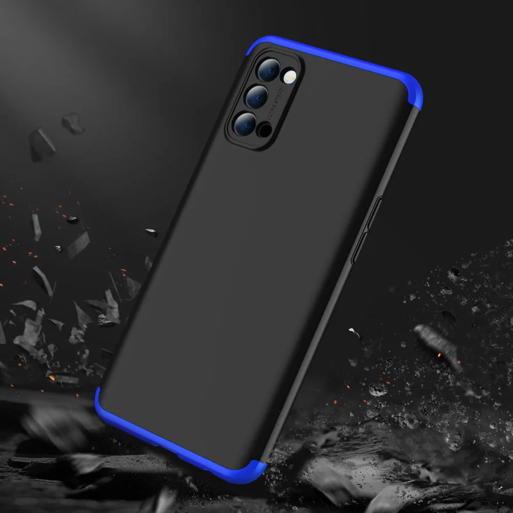 For OPPO Reno 4 /Reno 4 Pro International Edition Mobile Phone Cover 360 Degree Full Protection Phone Case Blue black blue