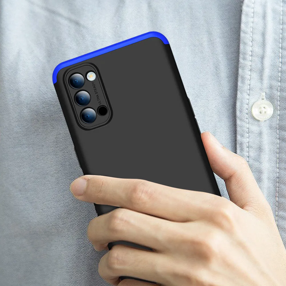 For OPPO Reno 4 /Reno 4 Pro International Edition Mobile Phone Cover 360 Degree Full Protection Phone Case Blue black blue