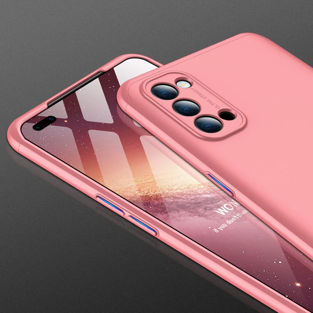For OPPO Reno 4 /Reno 4 Pro International Edition Mobile Phone Cover 360 Degree Full Protection Phone Case Rose gold