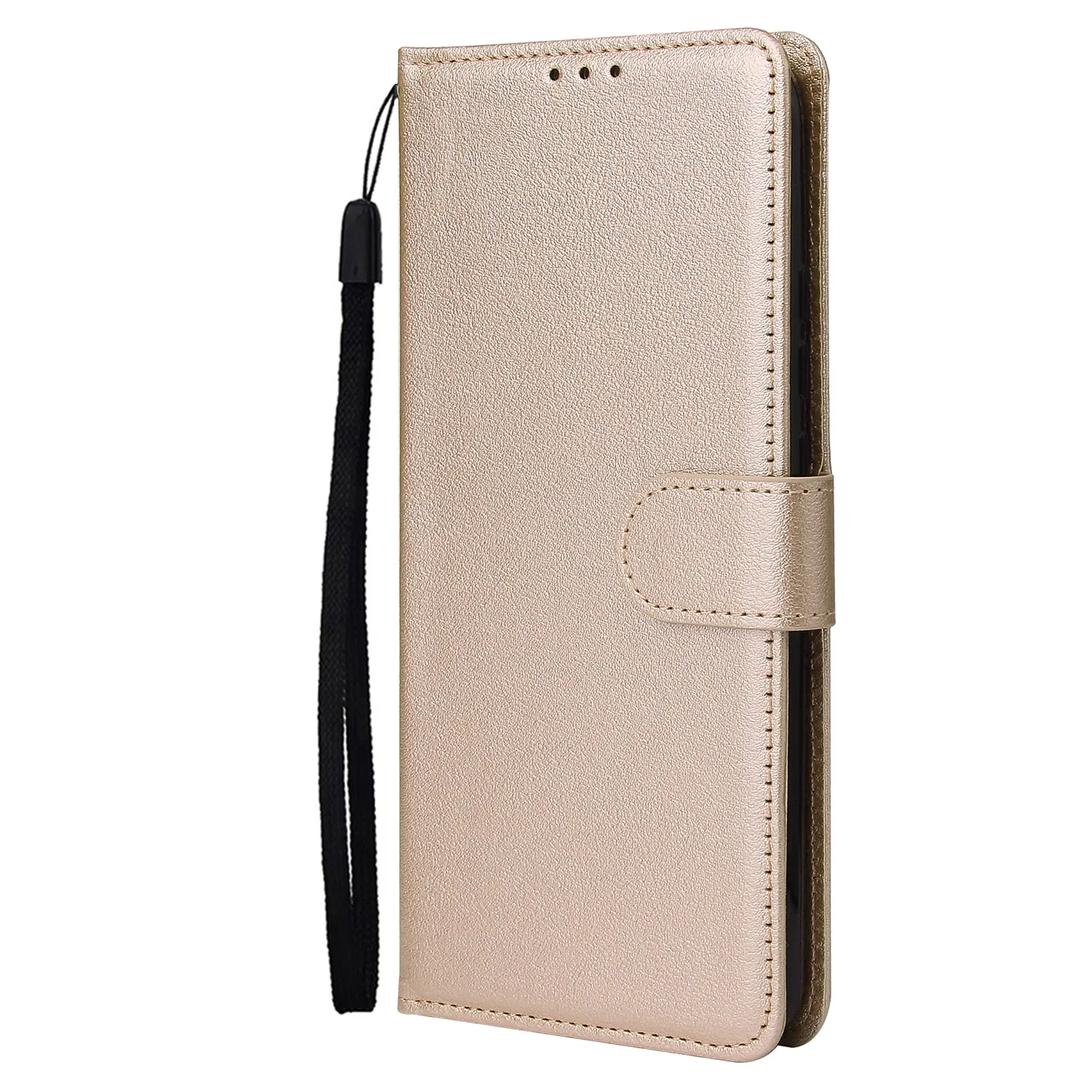 For Redmi 9A/Redmi 9C PU Leather Mobile Phone Cover with 3 Cards Slots Phone Frame Golden