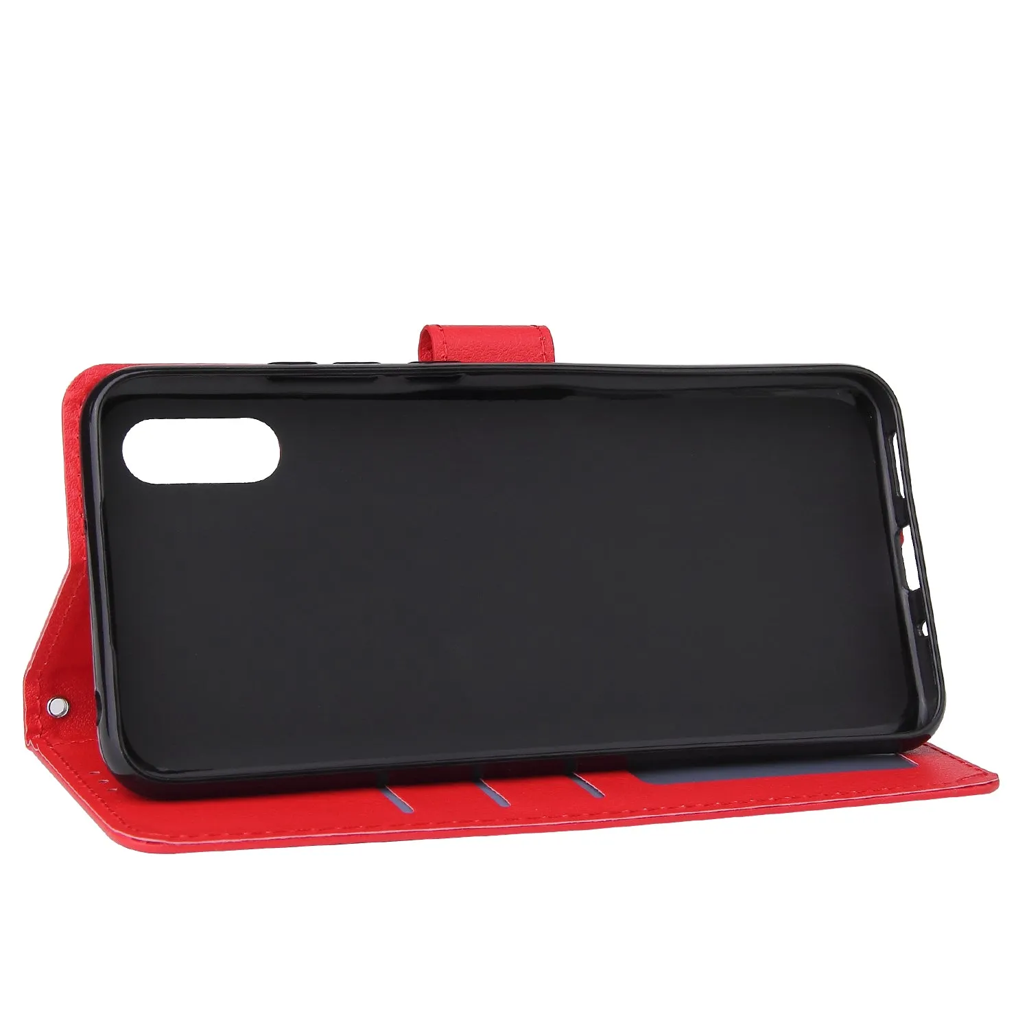 For Redmi 9A/Redmi 9C PU Leather Mobile Phone Cover with 3 Cards Slots Phone Frame red