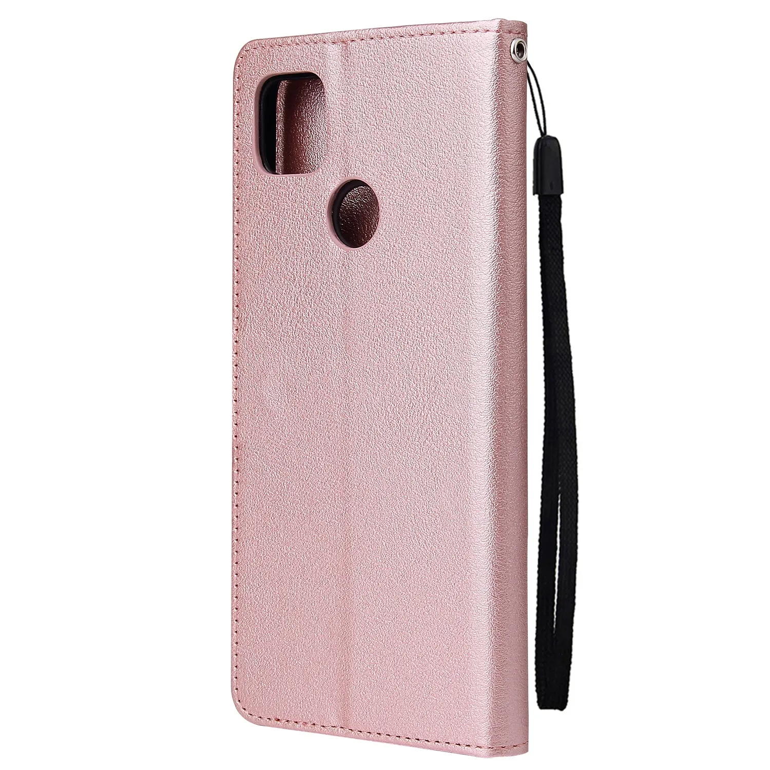 For Redmi 9A/Redmi 9C PU Leather Mobile Phone Cover with 3 Cards Slots Phone Frame Rose gold