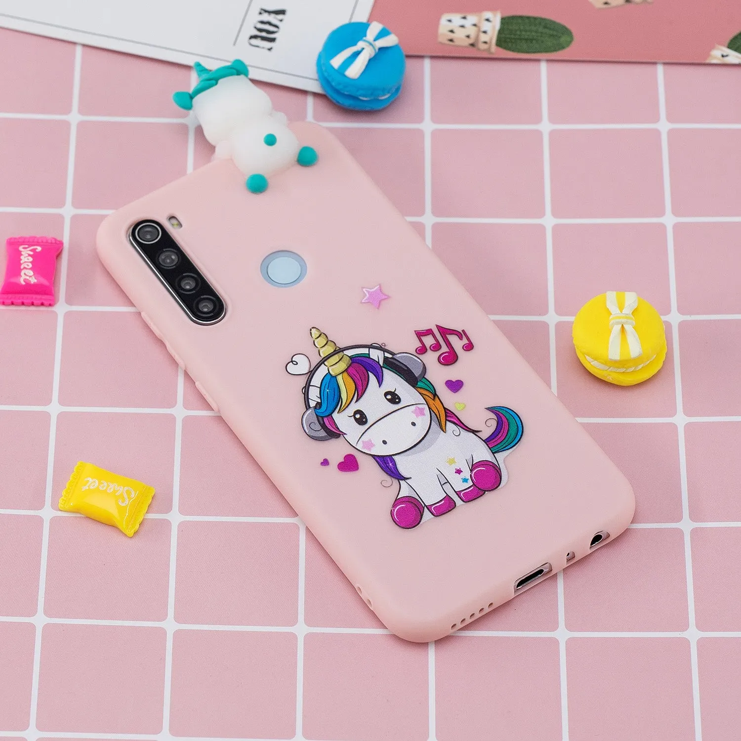 For Redmi NOTE 8T 3D Cartoon Painting Back Cover Soft TPU Mobile Phone Case Shell Music unicorn