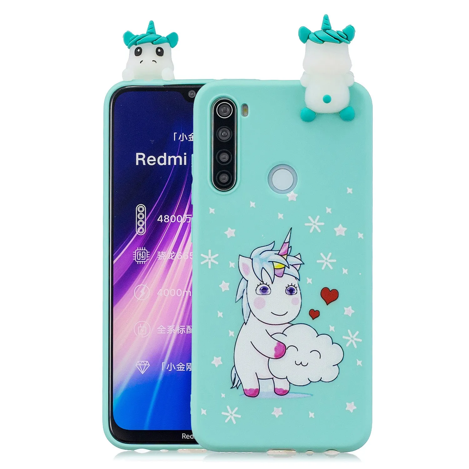 For Redmi NOTE 8T 3D Cartoon Painting Back Cover Soft TPU Mobile Phone Case Shell Music unicorn