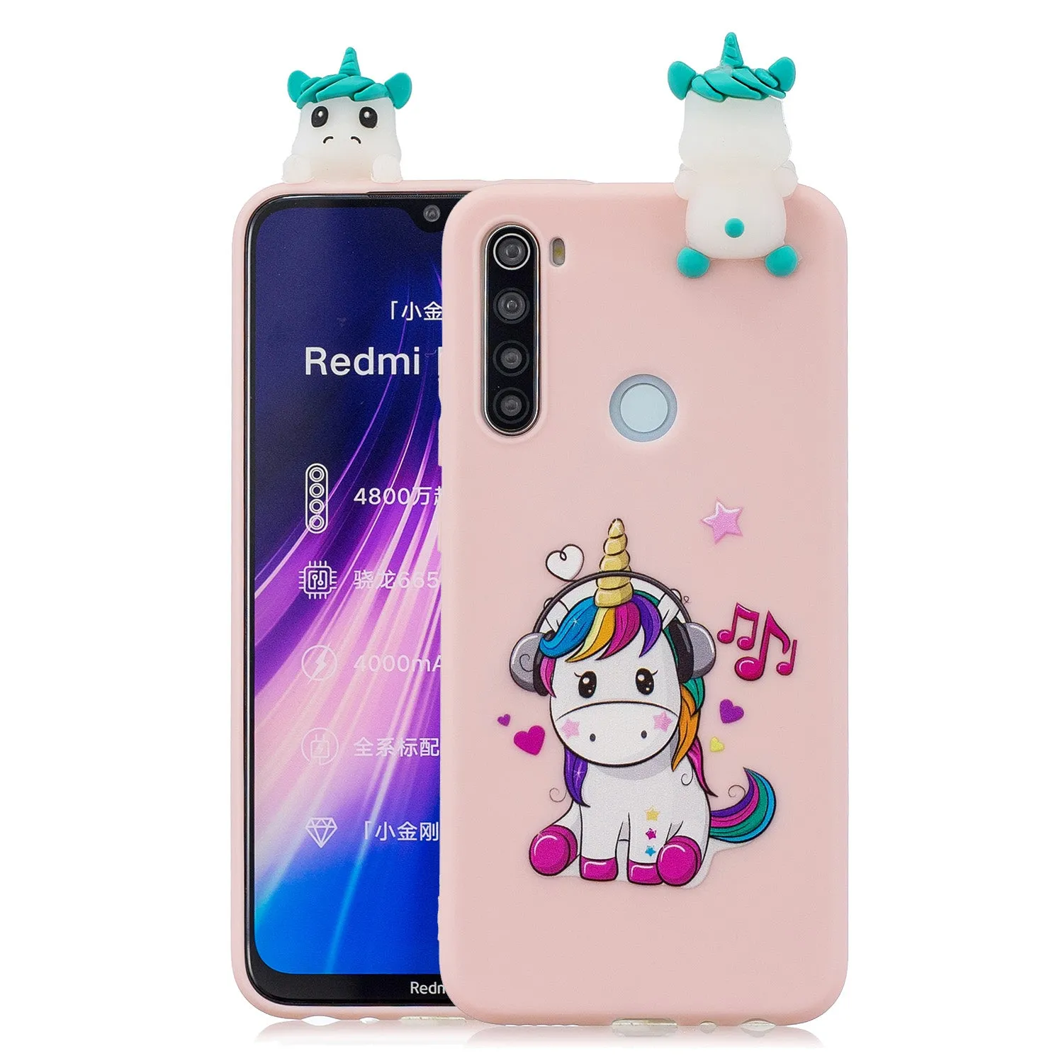 For Redmi NOTE 8T 3D Cartoon Painting Back Cover Soft TPU Mobile Phone Case Shell Music unicorn