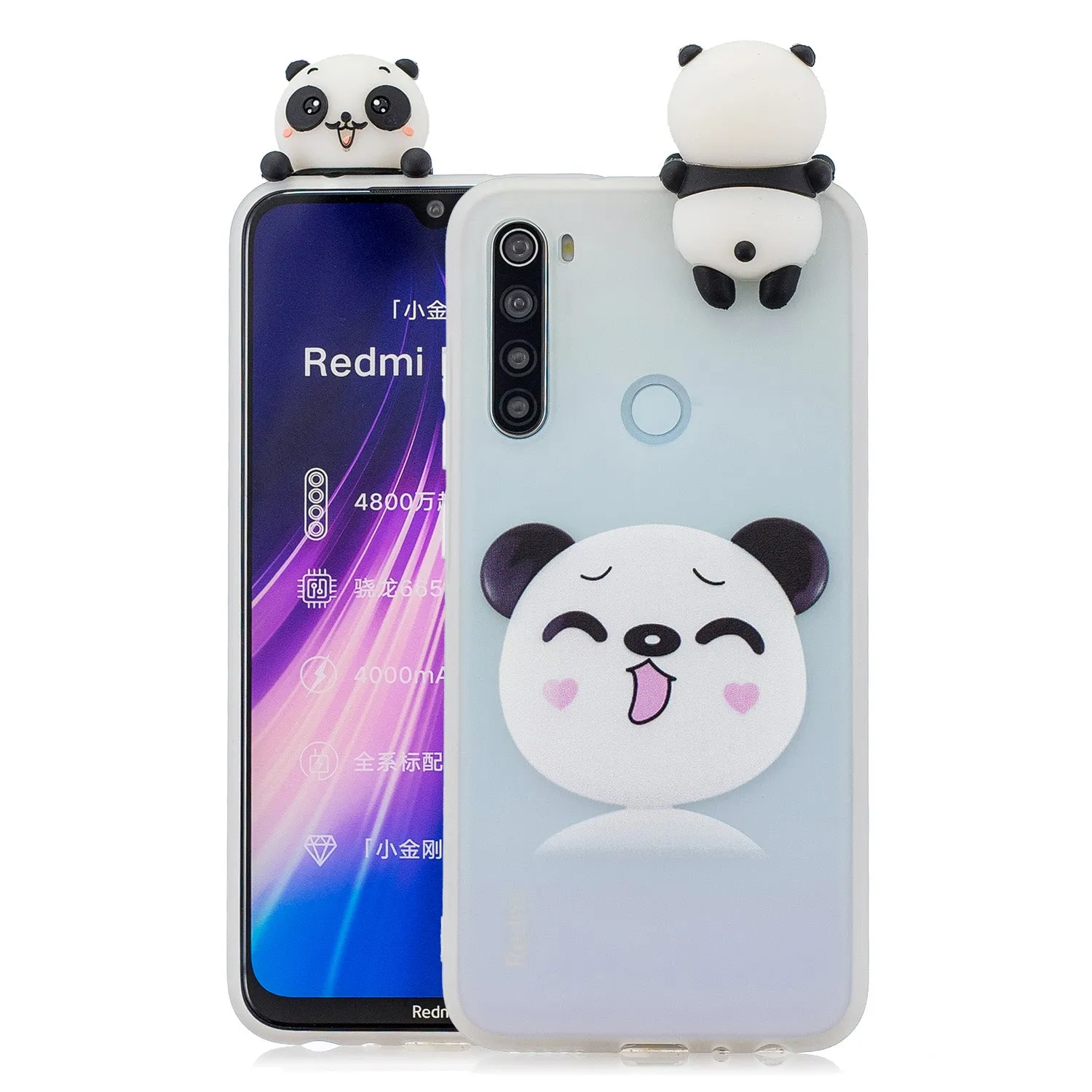 For Redmi NOTE 8T 3D Cartoon Painting Back Cover Soft TPU Mobile Phone Case Shell Smiley Panda