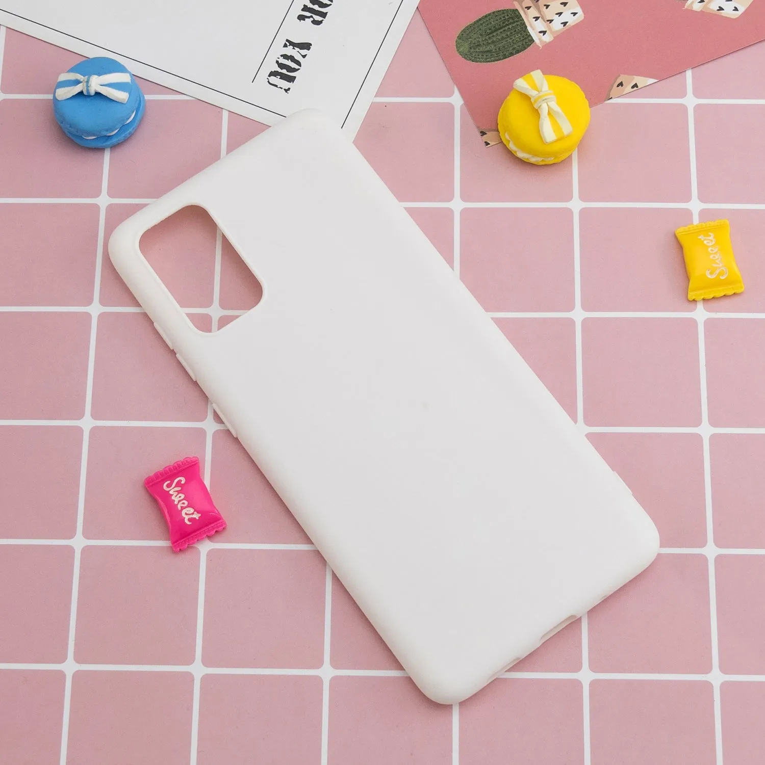 For Samsung A01/ A11/A21/A41/A51/A71/A81/A91 Mobile Phone Case Lovely Candy Color Matte TPU Anti-scratch Non-slip Protective Cover Back Case 2 white