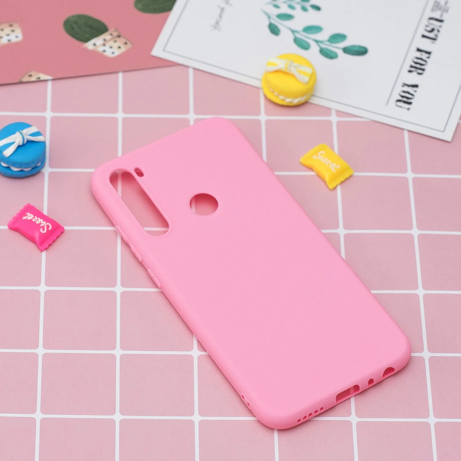 For Samsung A01/ A11/A21/A41/A51/A71/A81/A91 Mobile Phone Case Lovely Candy Color Matte TPU Anti-scratch Non-slip Protective Cover Back Case 5 dark pink