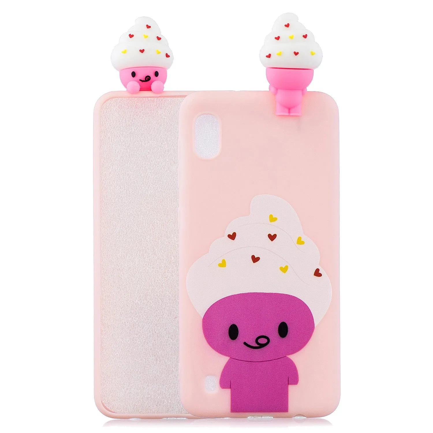 For Samsung A10 3D Cute Coloured Painted Animal TPU Anti-scratch Non-slip Protective Cover Back Case Red owl