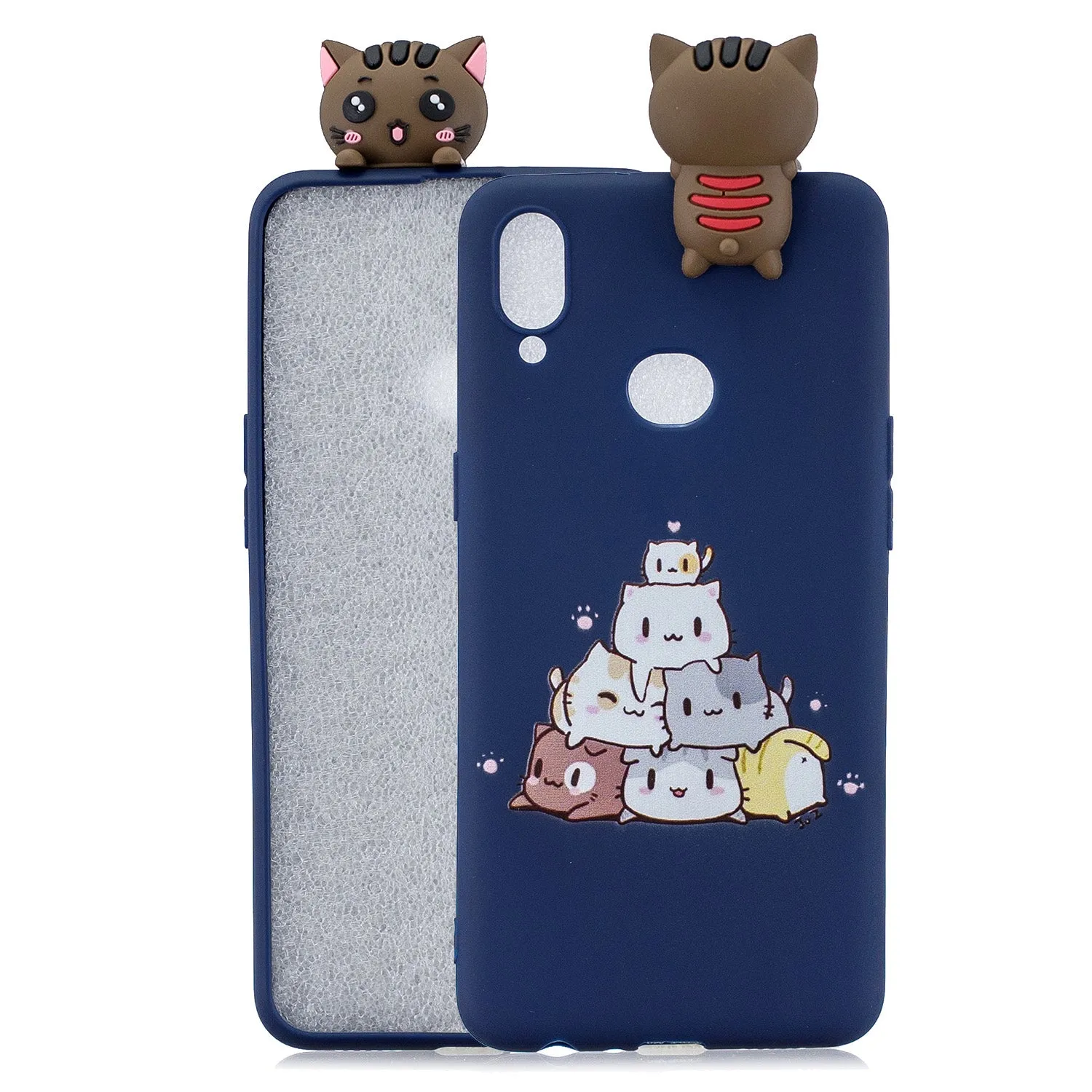 For Samsung A10S A20S Color Painting 3D Cartoon Animal Full Protective Soft TPU Mobile Phone Case black