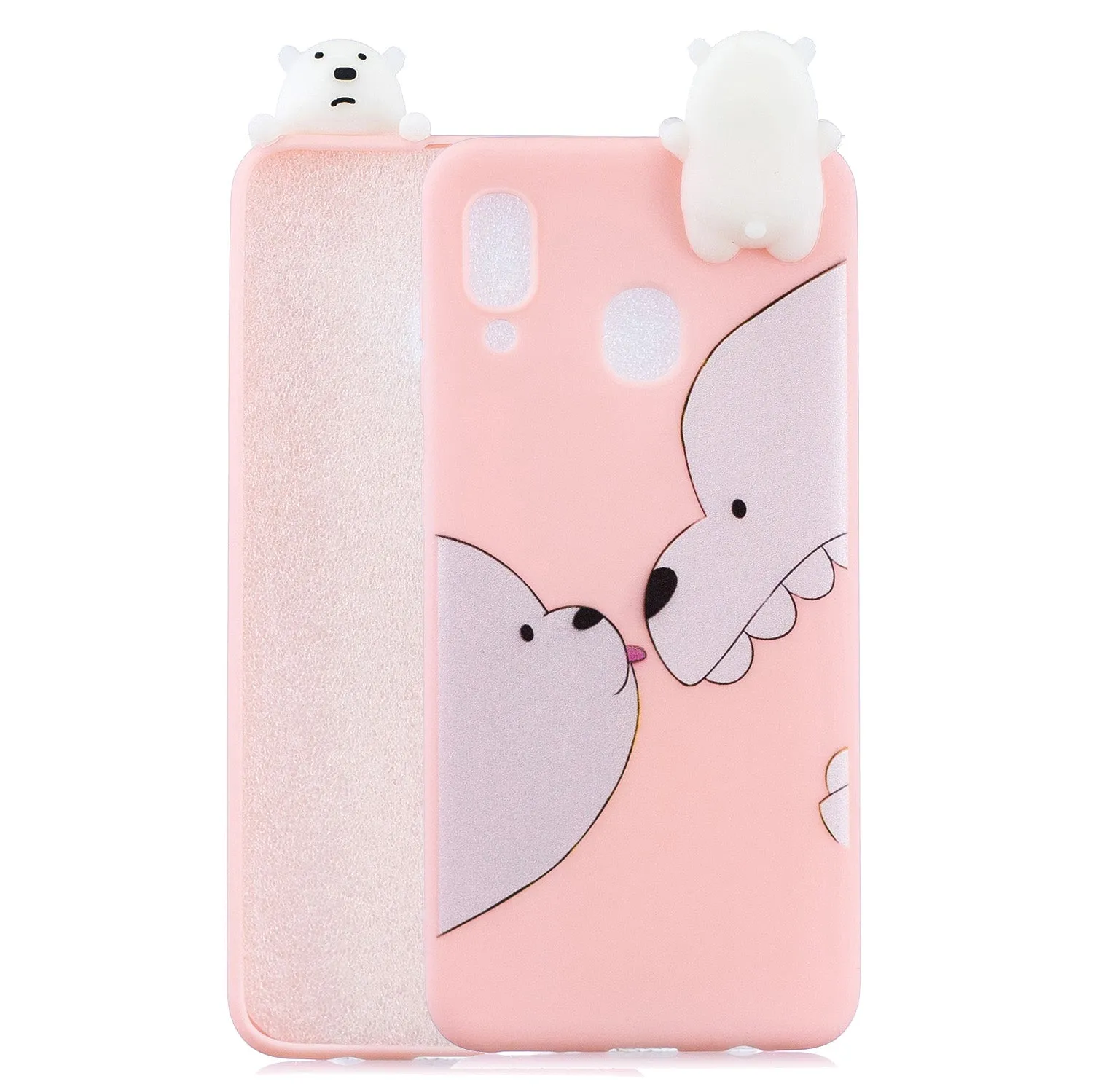 For Samsung A10S A20S Color Painting Pattern Drop Protection Soft TPU Mobile Phone Case Back Cover Bracket Striped bear