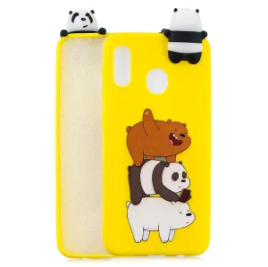For Samsung A10S A20S Color Painting Pattern Drop Protection Soft TPU Mobile Phone Case Back Cover Bracket Striped bear