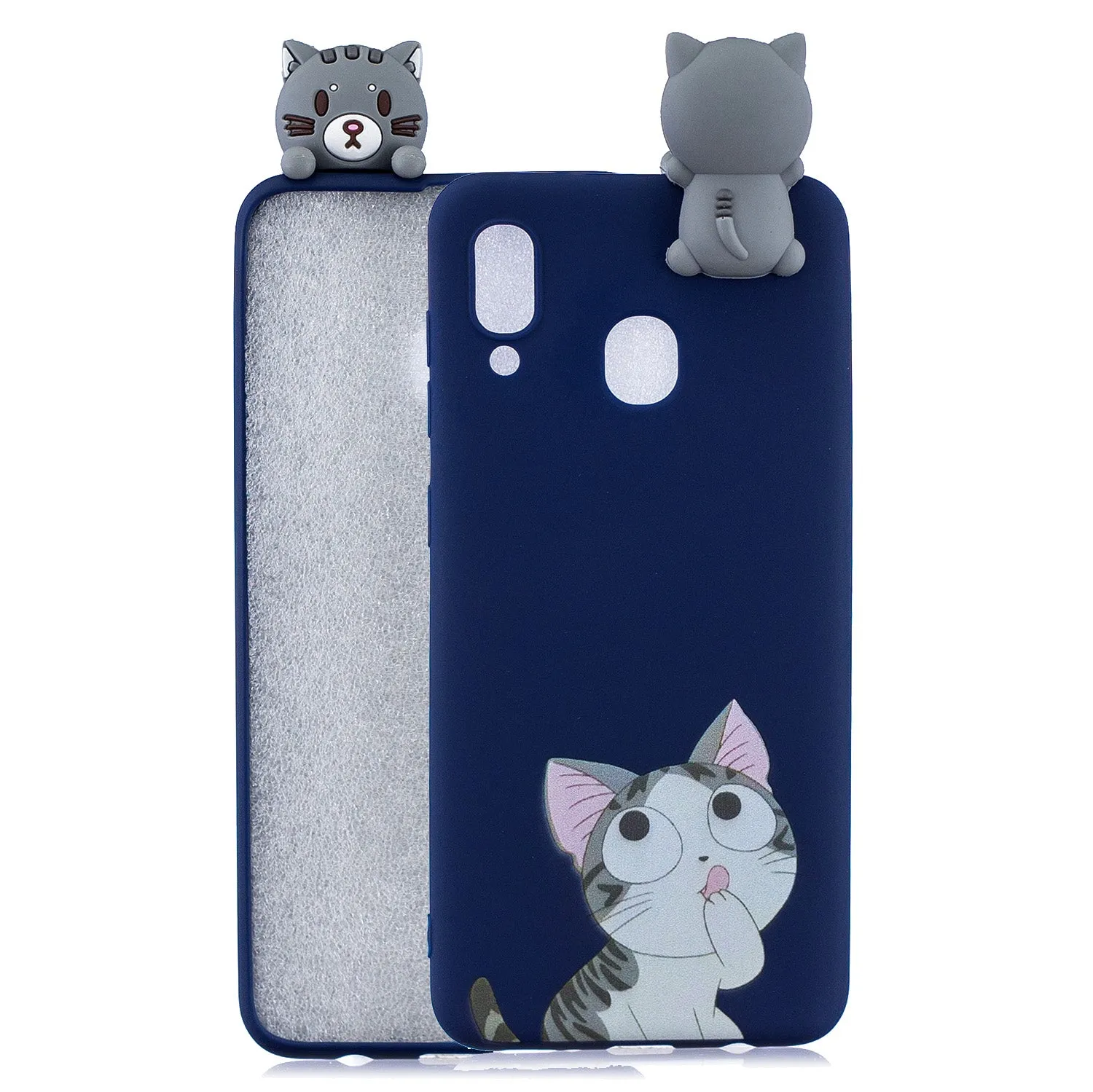 For Samsung A10S A20S Color Painting Pattern Drop Protection Soft TPU Mobile Phone Case Back Cover Bracket Striped bear