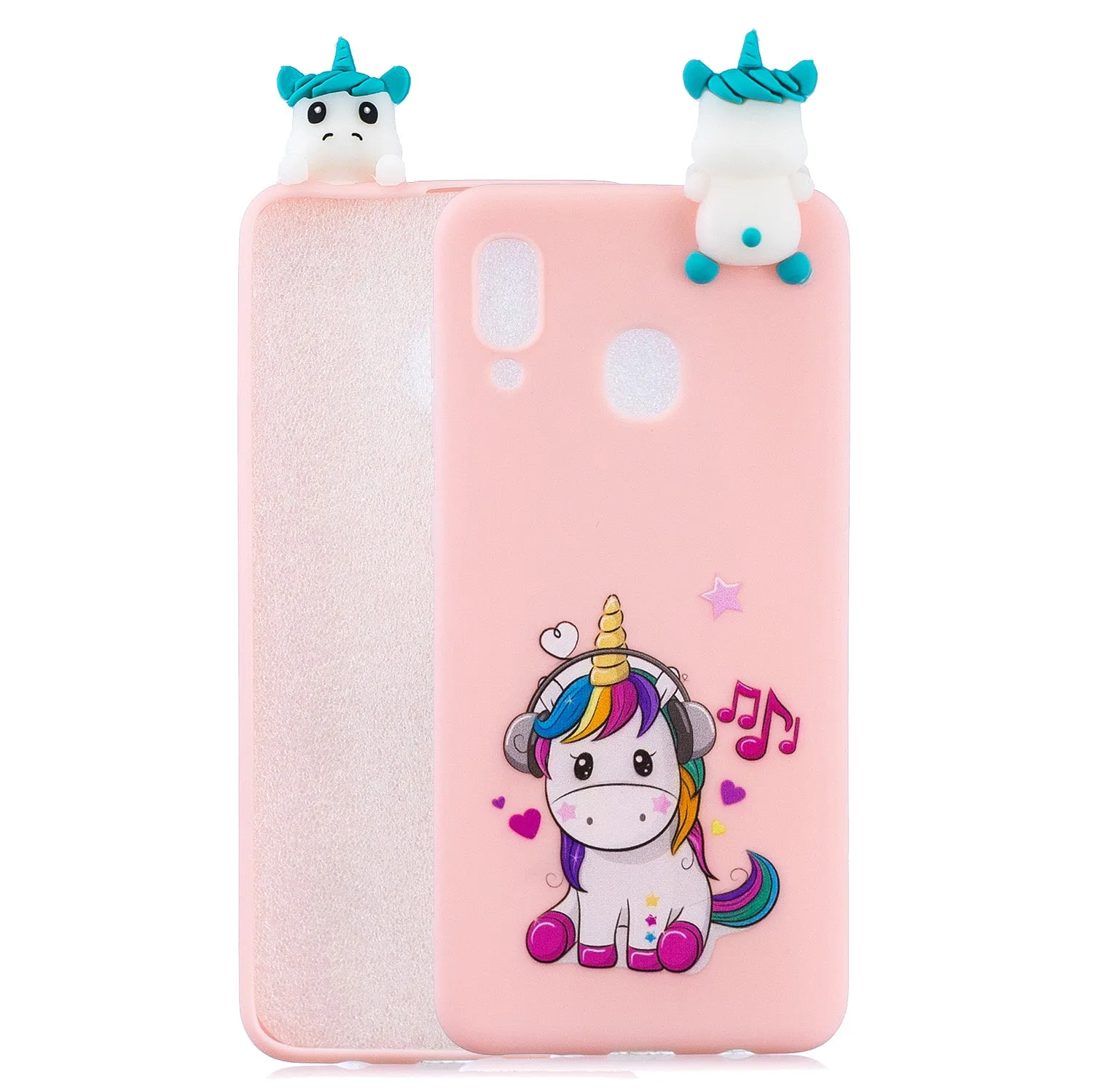 For Samsung A10S A20S Color Painting Pattern Drop Protection Soft TPU Mobile Phone Case Back Cover Bracket Striped bear