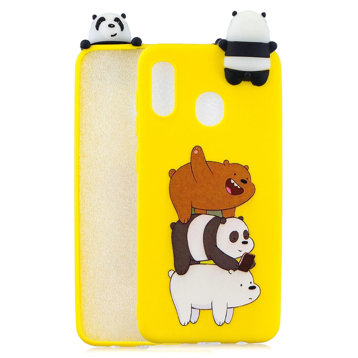 For Samsung A10S A20S Color Painting Pattern Drop Protection Soft TPU Mobile Phone Case Back Cover Bracket Striped bear