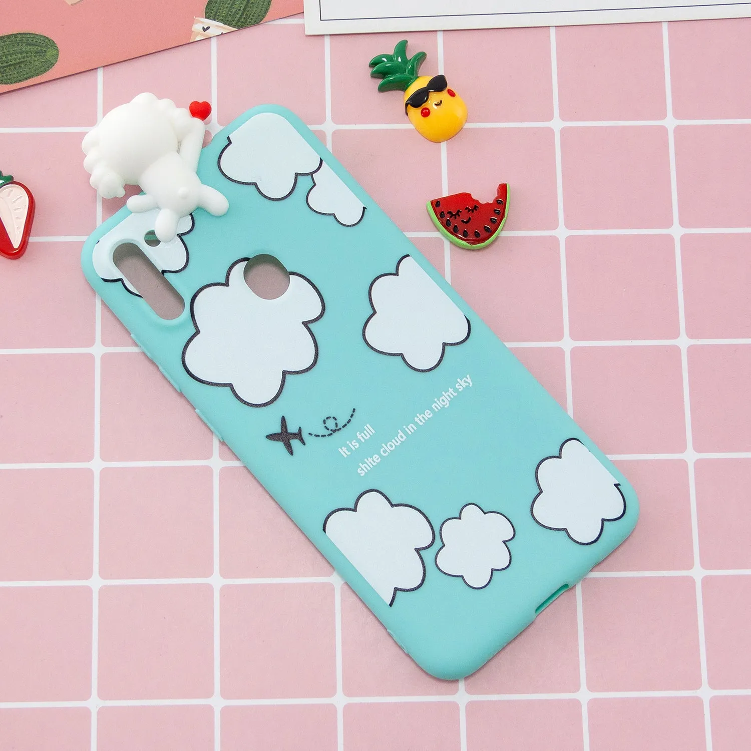For Samsung A11 Soft TPU Back Cover 3D Cartoon Painting Mobile Phone Case Shell Two pandas