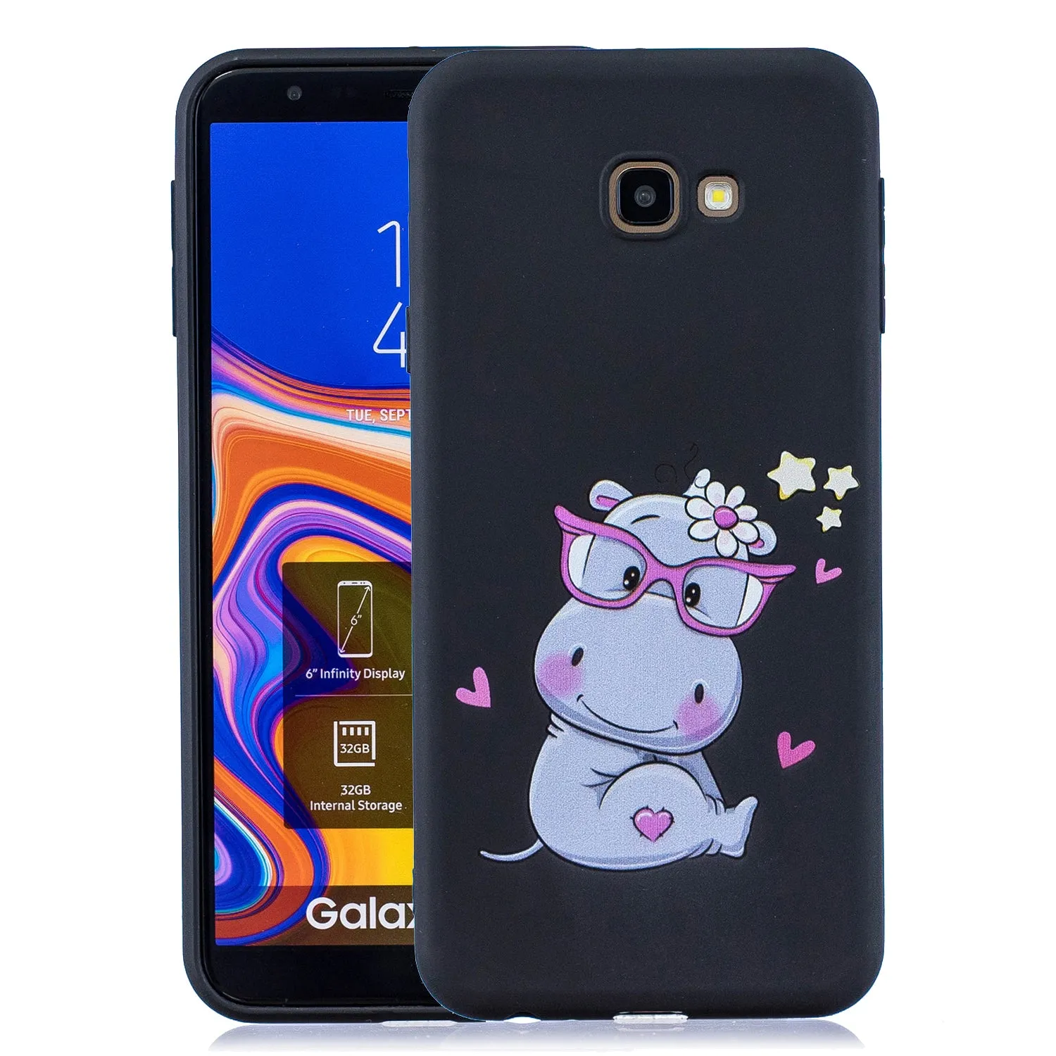 For Samsung A5 2017 Cartoon Lovely Coloured Painted Soft TPU Back Cover Non-slip Shockproof Full Protective Case with Lanyard Light blue