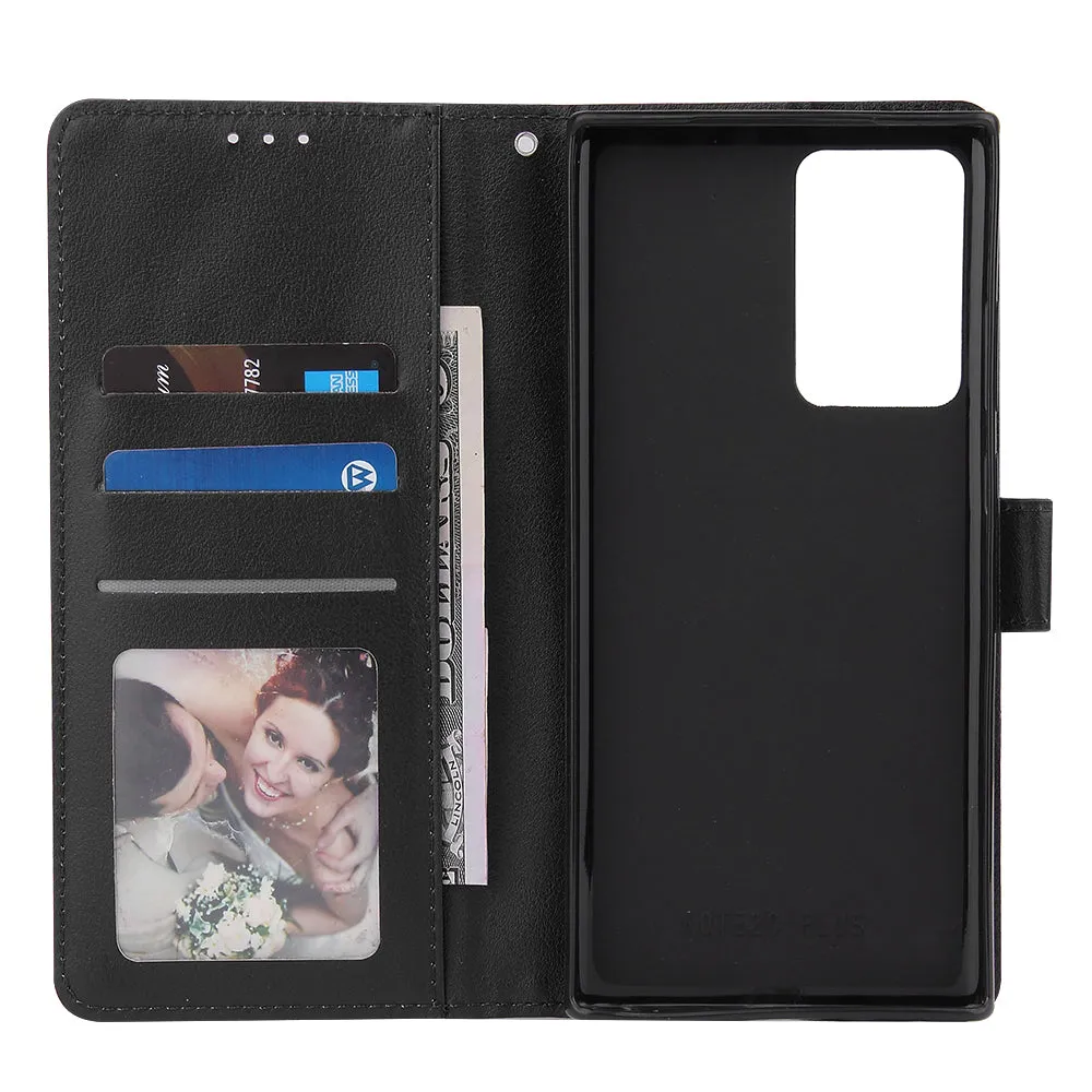 For Samsung Note 20/Note 20 Ultra PU Leather Three-card Photo Frame Front Buckle Mobile Phone shell black