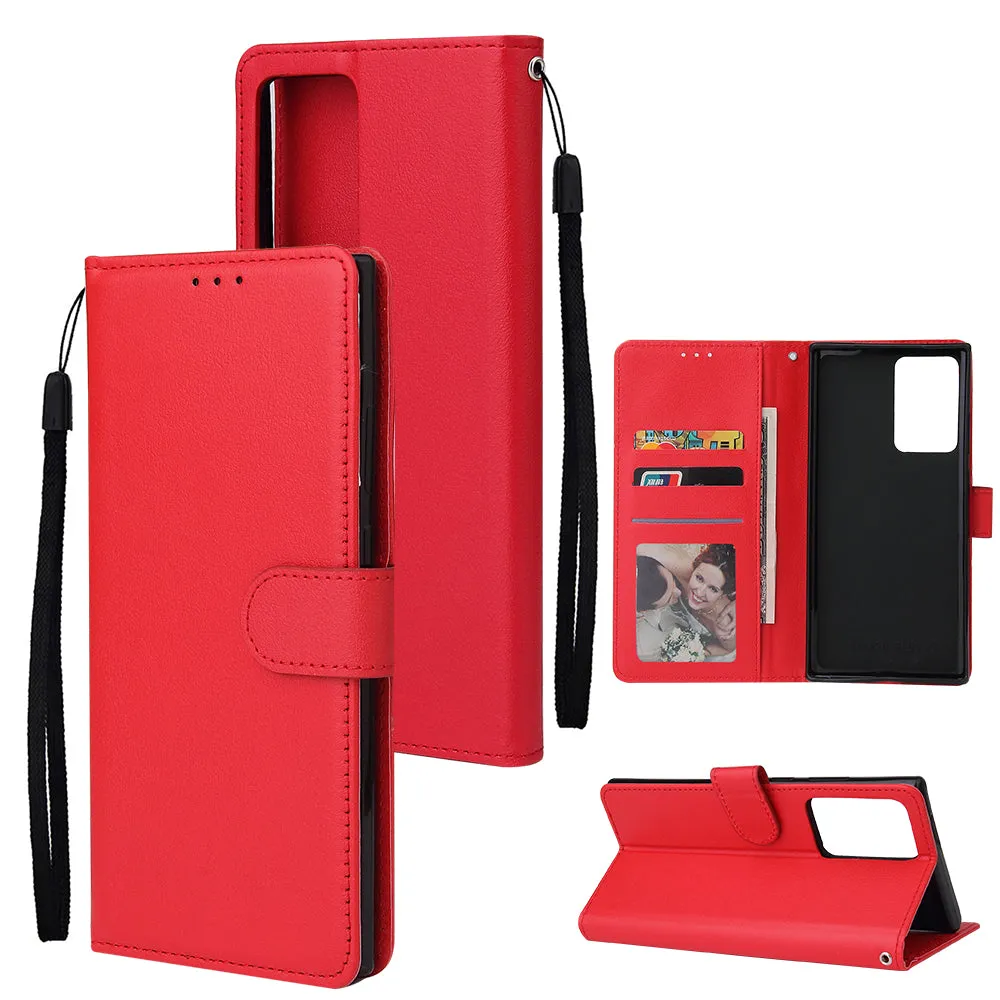For Samsung Note 20/Note 20 Ultra PU Leather Three-card Photo Frame Front Buckle Mobile Phone shell black