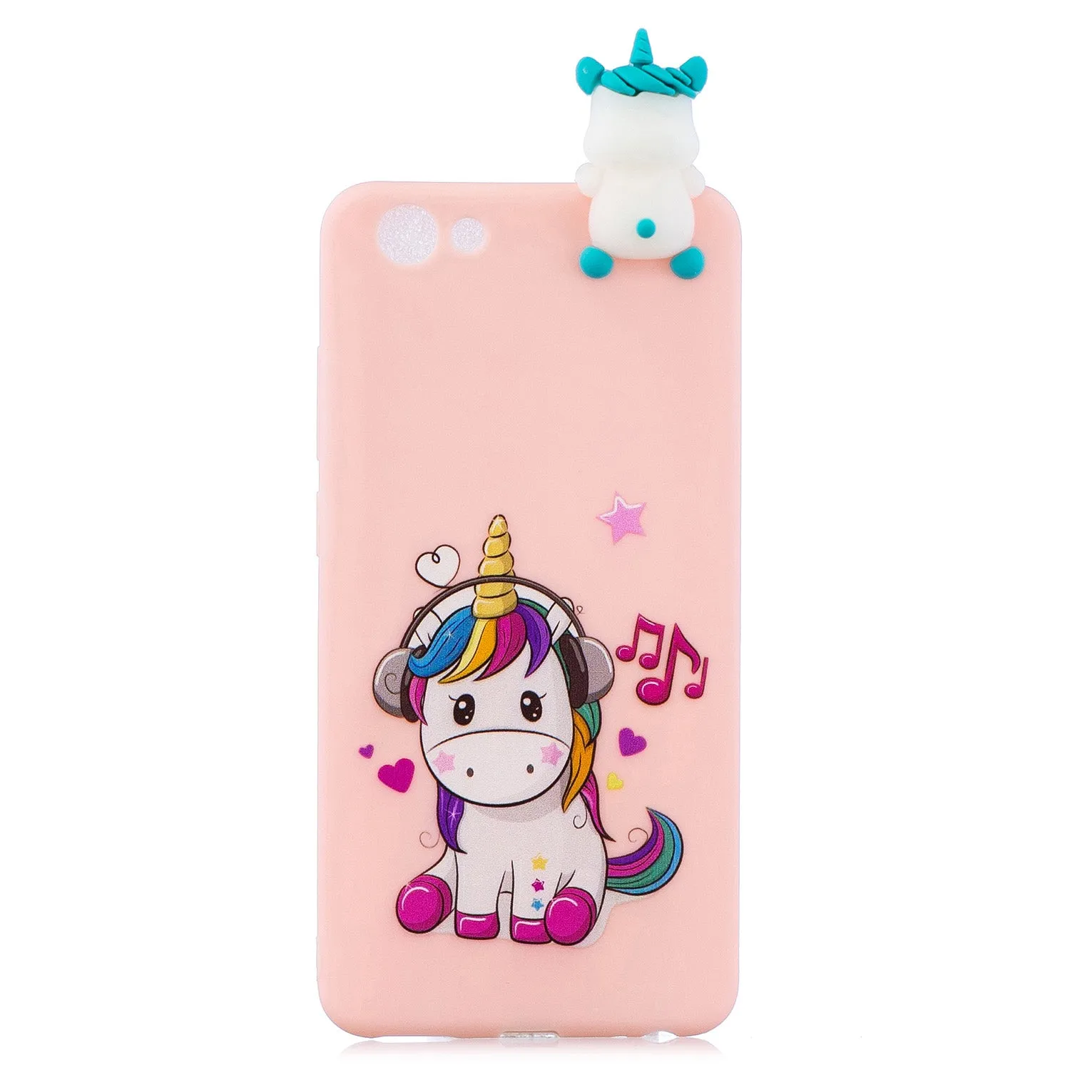For VIVO Y71 3D Cute Coloured Painted Animal TPU Anti-scratch Non-slip Protective Cover Back Case Music unicorn