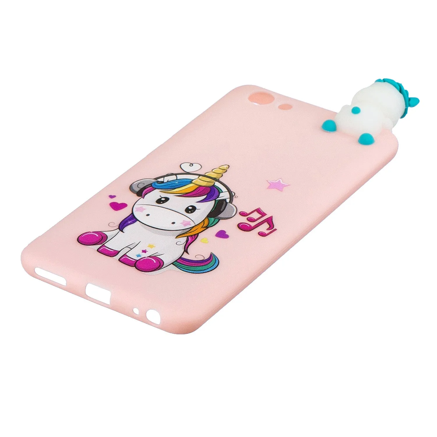 For VIVO Y71 3D Cute Coloured Painted Animal TPU Anti-scratch Non-slip Protective Cover Back Case Music unicorn