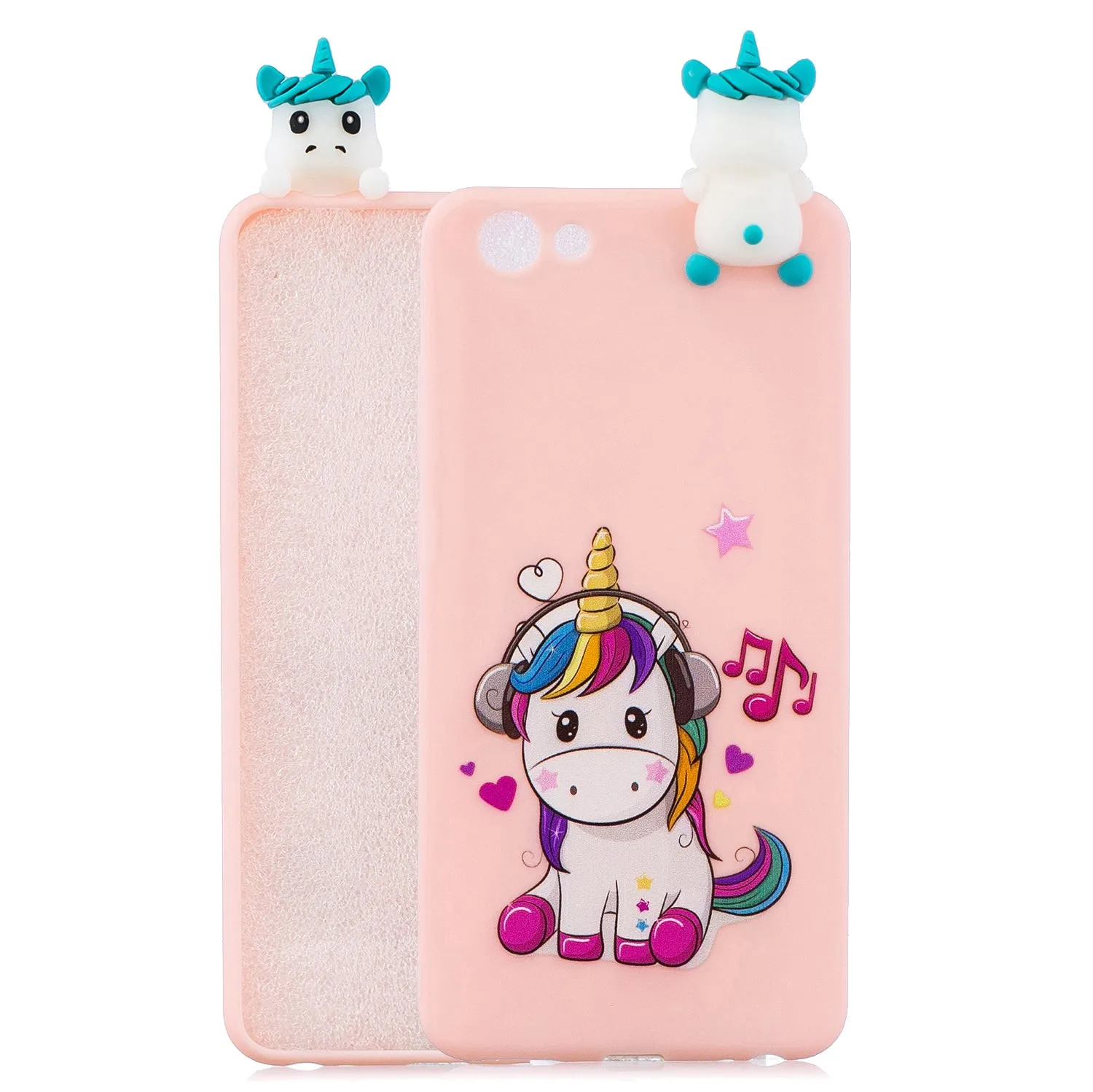 For VIVO Y71 3D Cute Coloured Painted Animal TPU Anti-scratch Non-slip Protective Cover Back Case Music unicorn