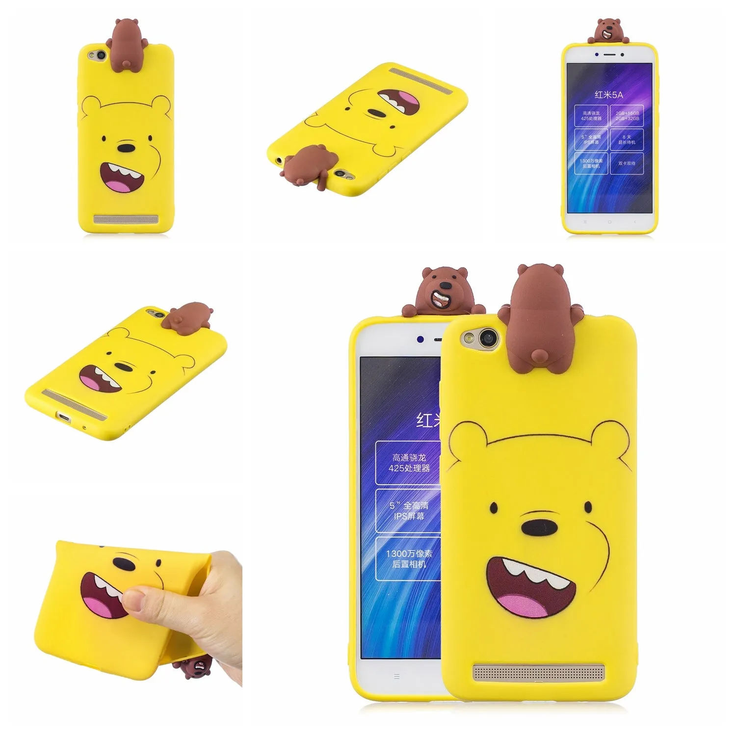 For XIAOMI Redmi 5A 3D Cute Coloured Painted Animal TPU Anti-scratch Non-slip Protective Cover Back Case white