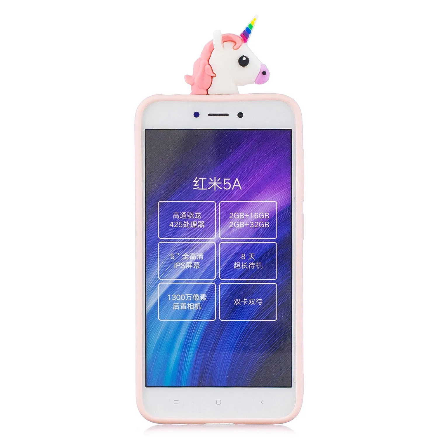 For XIAOMI Redmi 5A 3D Cute Coloured Painted Animal TPU Anti-scratch Non-slip Protective Cover Back Case white