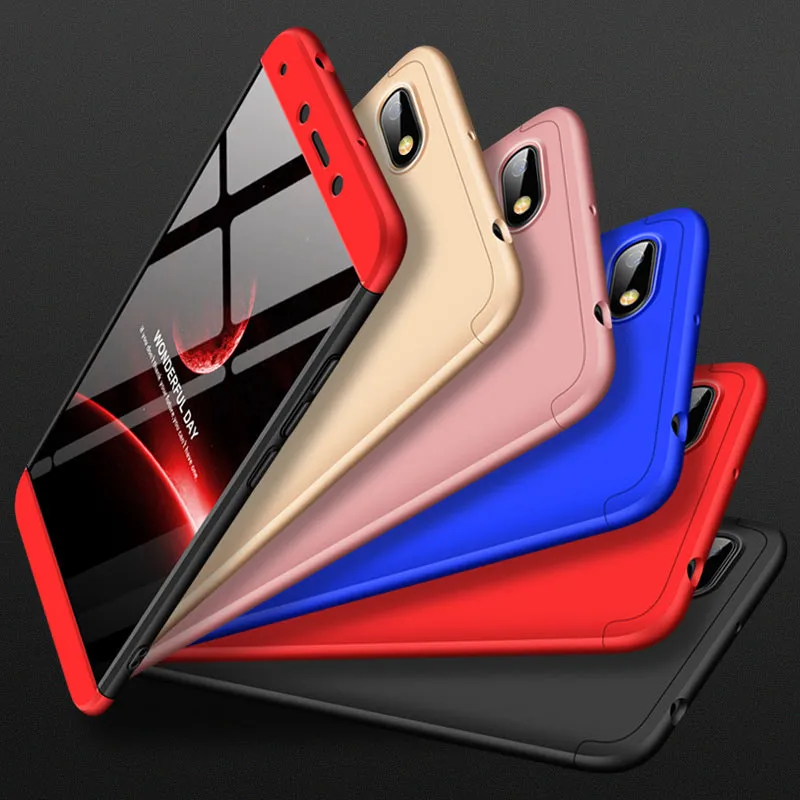 For XIAOMI Redmi 6A Ultra Slim PC Back Cover Non-slip Shockproof 360 Degree Full Protective Case silver black silver_XIAOMI Redmi 6A