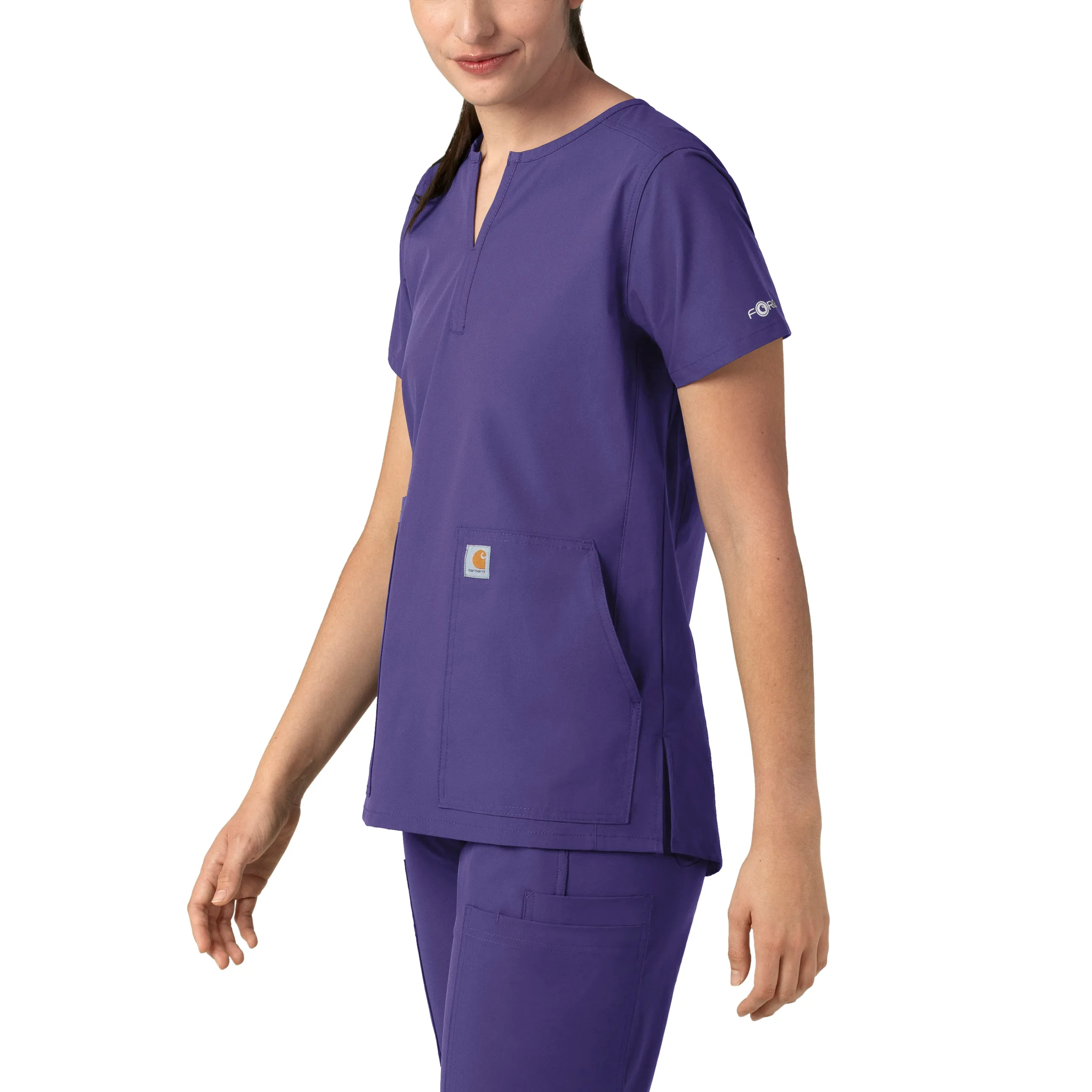 Force Essentials C12213 Notch Neck Tunic Scrub Top Grape